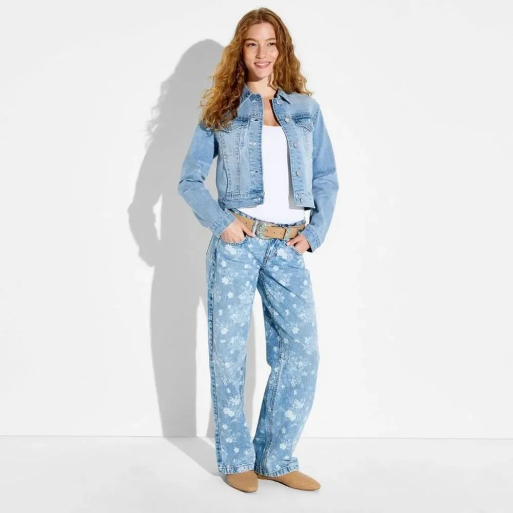 Women's Denim Shrunken Jacket - Wild Fable Light Blue M